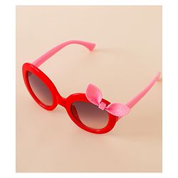 Babyhug Solid Coloured Sunglasses With Bow Applique - Black & Red