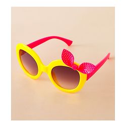Babyhug Solid Coloured Sunglasses With Bow Applique - Black & Red