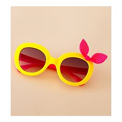 Babyhug Solid Coloured Sunglasses With Bow Applique - Black & Red