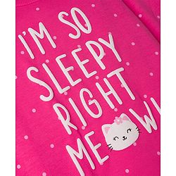 Babyhug 100% Cotton Knit Full Sleeves Nighty With Text Print - Pink