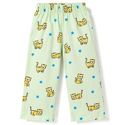Babyhug Cotton Knit Full Sleeves Shirt & Pyjama Co-Ord Night Suit With Star & Cub Print - Green