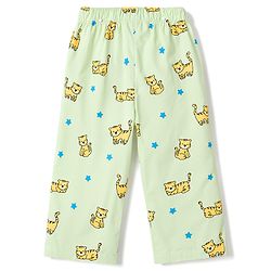Babyhug Cotton Knit Full Sleeves Shirt & Pyjama Co-Ord Night Suit With Star & Cub Print - Green