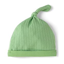 Babyhug 100% Cotton Interlock Knit Cap With Rainbow Applique White & Green Pack of 2 - Diameter 15