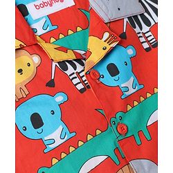 Babyhug 100% Cotton Knit Full Sleeves Shirt & Pyjama Night Suit Co-ords With Animal Print - Red