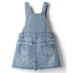 Babyhug Denim Woven Frock and Inner Tee with Half Sleeves and Floral Embroidery - Blue