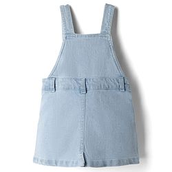 Babyhug Denim Woven Frocks with Inner Tee and Half Sleeves with Floral Print in Blue & Yellow