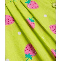 Babyhug Cotton Woven Full Sleeves Strawberry Printed Co-Ords Top & Pyjama Night Suit - Lime Green