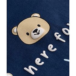 Babyhug 100% Cotton Single Jersey Knit Half Sleeves T-Shirt & Shorts Set With Bear Print - Navy Blue & Brown