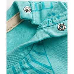 Babyhug 100% Cotton Single Jersey Knit Half Sleeves Text Embossed & Animals Printed T-Shirt & Shorts Set - Aqua
