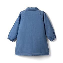 Babyhug Denim Woven Full Sleeves Shirt Dress with Rainbow & Sun Embroidery - Blue