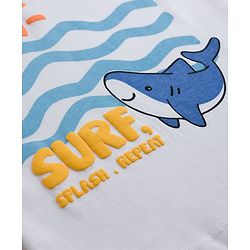 Babyhug 100% Cotton Knit Half Sleeves Sea Life Printed T-Shirt & Shorts Set - White & Light Blue