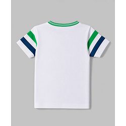 Babyhug 100% Cotton Single Jersey Knit Half Sleeves T-Shirt & Side Tape Shorts With Basket Ball - White