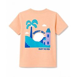Babyhug 100% Cotton Single Jersey Knit Half Sleeves T-Shirt & Shorts With Tropical Print - Orange