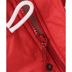 Babyhug Woven Full Sleeves Padded Hooded Jacket With Patch - Red