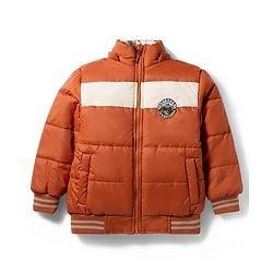 Babyhug Woven Full Sleeves Hooded Padded Jacket with Camping Patch - Brown