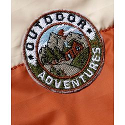 Babyhug Woven Full Sleeves Hooded Padded Jacket with Camping Patch - Brown
