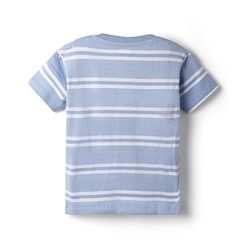Babyhug Single Jersey Knit Half Sleeves Striped T-Shirt & Shorts Set Car Print -  Blue