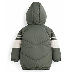 Babyhug Woven Hooded Jacket with Full Sleeves and Tiger Patch in Olive Green for 2-3 Years