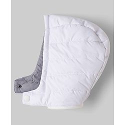 Babyhug Woven Full Sleeves Padded Jacket with Detachable Hood - White & Grey