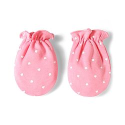 Babyhug 100% Cotton Knit Hearts Printed Mittens & Booties Set - Pink