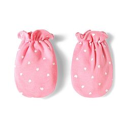 Babyhug 100% Cotton Knit Hearts Printed Mittens & Booties Set - Pink