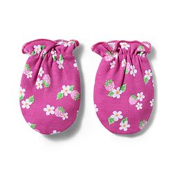 Babyhug 100% Cotton Knit Floral & Starwberry Printed Mittens & Booties Set - Multicolor