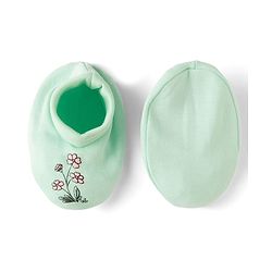 Babyhug 100% Cotton Iterlock Knit Mittens & Booties with Floral Print - Mint Green