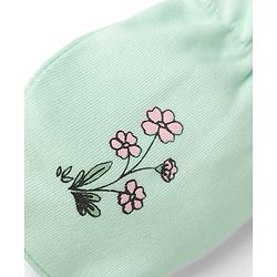 Babyhug 100% Cotton Iterlock Knit Mittens & Booties with Floral Print - Mint Green