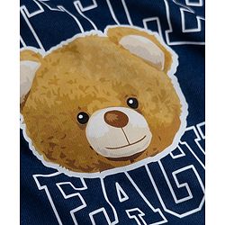 Babyhug 100% Cotton Single Jersey Knit Half Sleeves Bear & Text Printed T-Shirt & Shorts Set - Navy