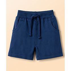 Babyhug 100% Cotton Single Jersey Knit Half Sleeves Bear & Text Printed T-Shirt & Shorts Set - Navy