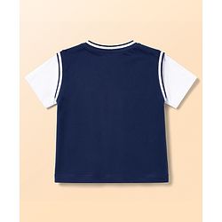 Babyhug 100% Cotton Single Jersey Knit Half Sleeves Bear & Text Printed T-Shirt & Shorts Set - Navy