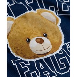 Babyhug 100% Cotton Single Jersey Knit Half Sleeves Bear & Text Printed T-Shirt & Shorts Set - Navy