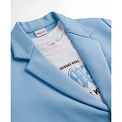 Babyhug Knit Full Sleeves Solid Blazer With Printed T-Shirt - Blue