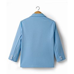Babyhug Knit Full Sleeves Solid Blazer With Printed T-Shirt - Blue