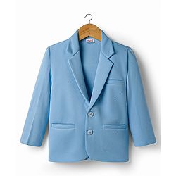Babyhug Knit Full Sleeves Solid Blazer With Printed T-Shirt - Blue