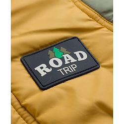Babyhug Woven Full Sleeves Padded Hooded Jacket with Road Trip Patch -Yellow