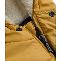 Babyhug Woven Full Sleeves Padded Hooded Jacket with Road Trip Patch -Yellow