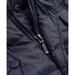 Babyhug Woven Full Sleeves Padded Quilted Jacket with Detachable Hood - Navy Blue