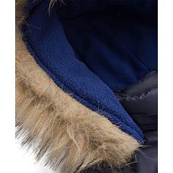 Babyhug Woven Full Sleeves Padded Quilted Jacket with Detachable Hood - Navy Blue