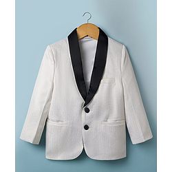 Babyhug Knit Full Sleeves 4 Piece Party Suit - White & Black