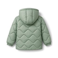 Babyhug Woven Full Raglan  Sleeves  Quilted Hooded Winter Jacket with Lion Patch - Olive