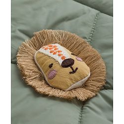 Babyhug Woven Full Raglan  Sleeves  Quilted Hooded Winter Jacket with Lion Patch - Olive