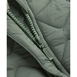 Babyhug Woven Full Raglan  Sleeves  Quilted Hooded Winter Jacket with Lion Patch - Olive