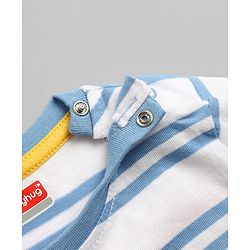 Babyhug 100% Cotton Single Jersey Knit Half Sleeves Striped T-Shirt & Short with Tiger Print - Light Blue