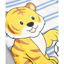 Babyhug 100% Cotton Single Jersey Knit Half Sleeves Striped T-Shirt & Short with Tiger Print - Light Blue