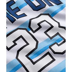 Babyhug 100% Cotton Knit Half Sleeves Striped & Text Printed T-Shirt & Shorts Set - Light Blue