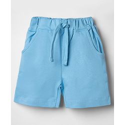 Babyhug 100% Cotton Knit Half Sleeves Striped & Text Printed T-Shirt & Shorts Set - Light Blue
