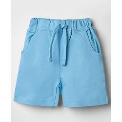 Babyhug 100% Cotton Knit Half Sleeves Striped & Text Printed T-Shirt & Shorts Set - Light Blue