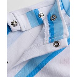 Babyhug 100% Cotton Knit Half Sleeves Striped & Text Printed T-Shirt & Shorts Set - Light Blue