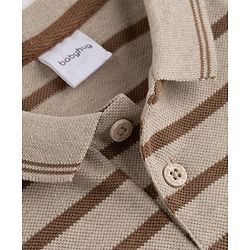 Babyhug 100% Cotton Single Jersey Knit Half Sleeves Striped T-Shirt with Shorts Set Vehicle & Teddy Print - Brown